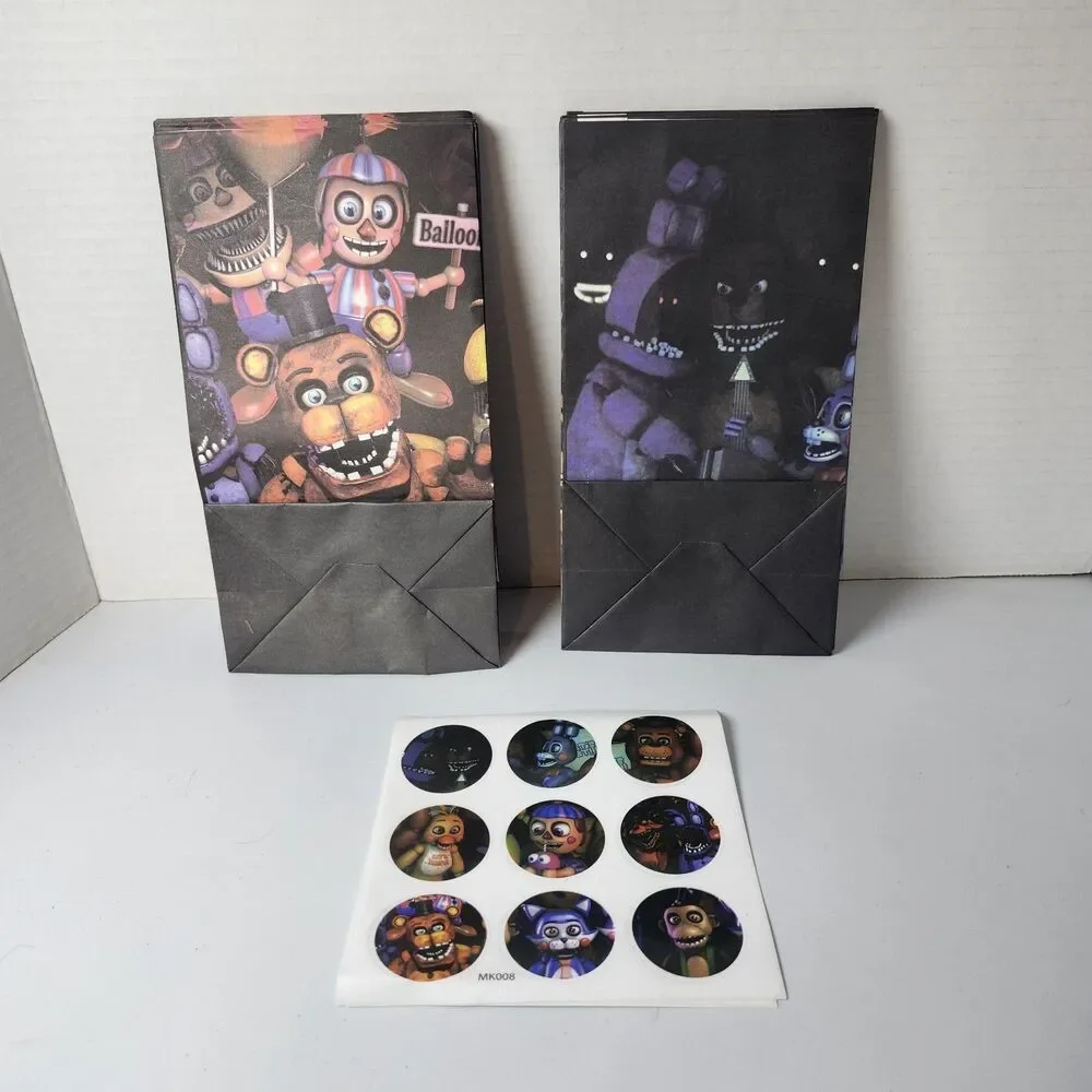 FIVE NIGHTS AT FREDDY'S PARTY LOT 12 GIFT BAGS 18 STICKERS